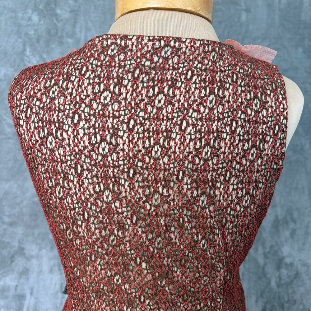 Vtg Young Essence Wrap Dress M Lace Sleeveless Forest Fairy Boho - Picture 4 of 9